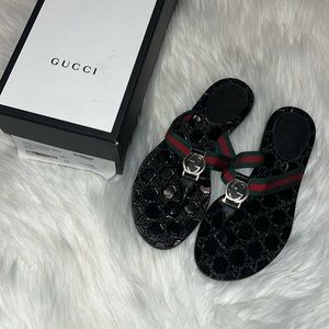Gucci web stripe thong sandal women interlocking